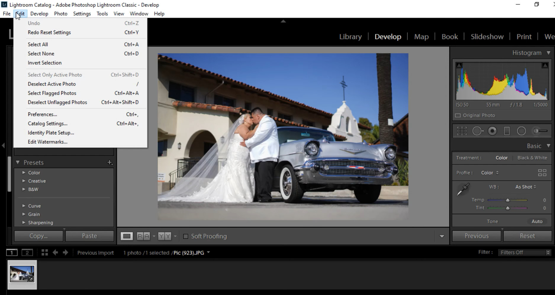 Lightroom Classic Edit option