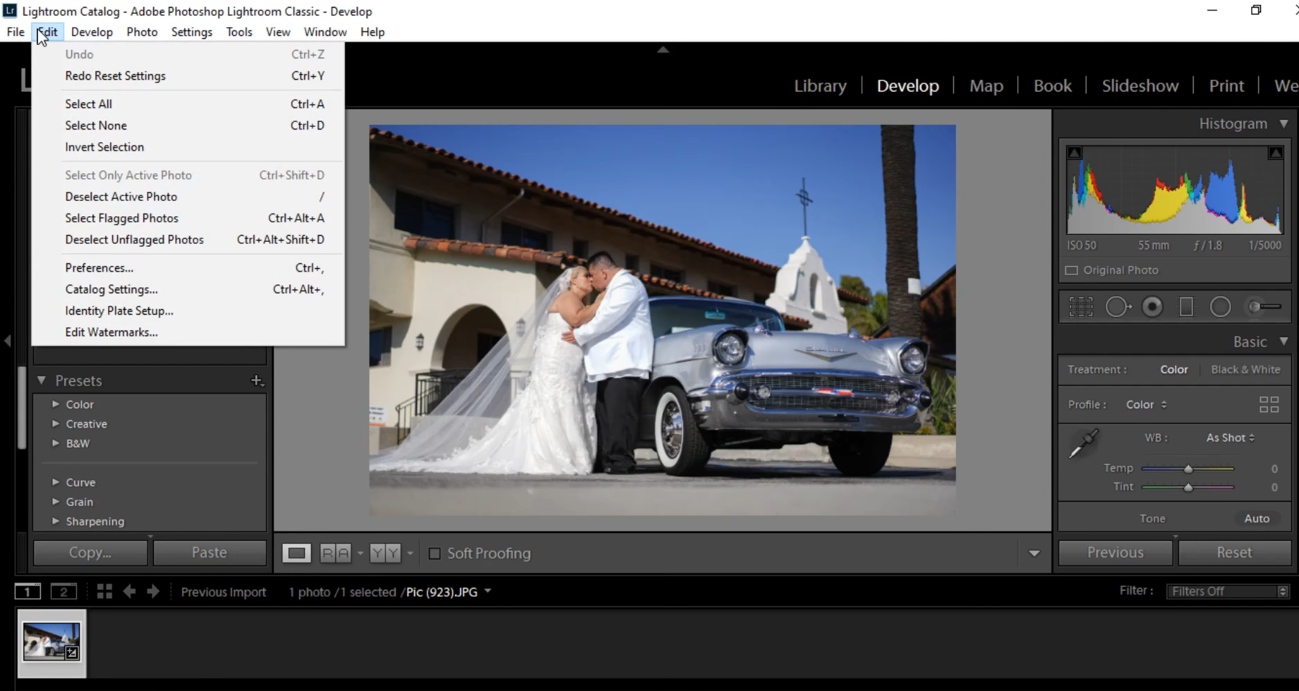 Lightroom Classic Edit option