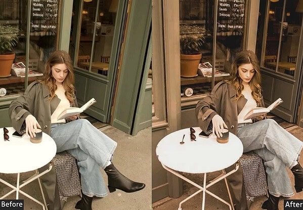 Comparison image showing the original and edited photo using Lightroom presets, highlighting color and tone adjustments for a professional look.