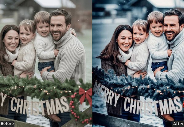 Moody Blue Christmas Family