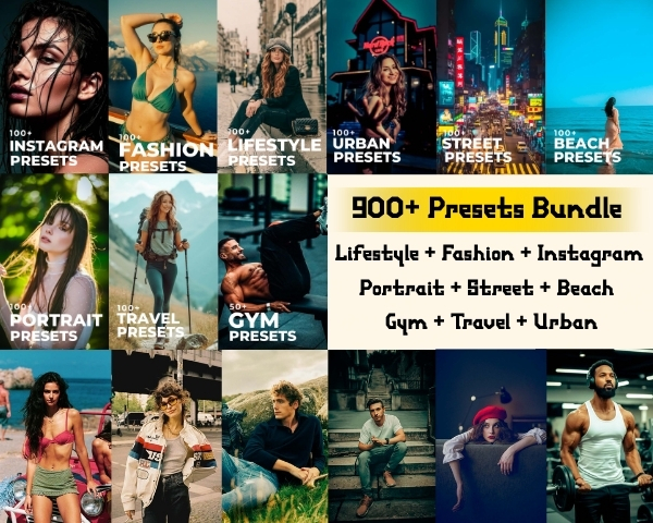 900+ Content Creator Presets Combo (Lifestyle + Fashion + Instagram + Portrait + Street + Beach + Gym + Travel + Urban)