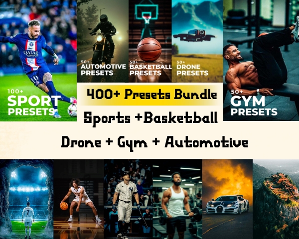 300+ Action-Packed Game Presets Combo (Sports + Basketball + Drone + Gym + Automotive)