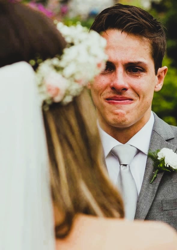 Groom's tearful reaction to bride