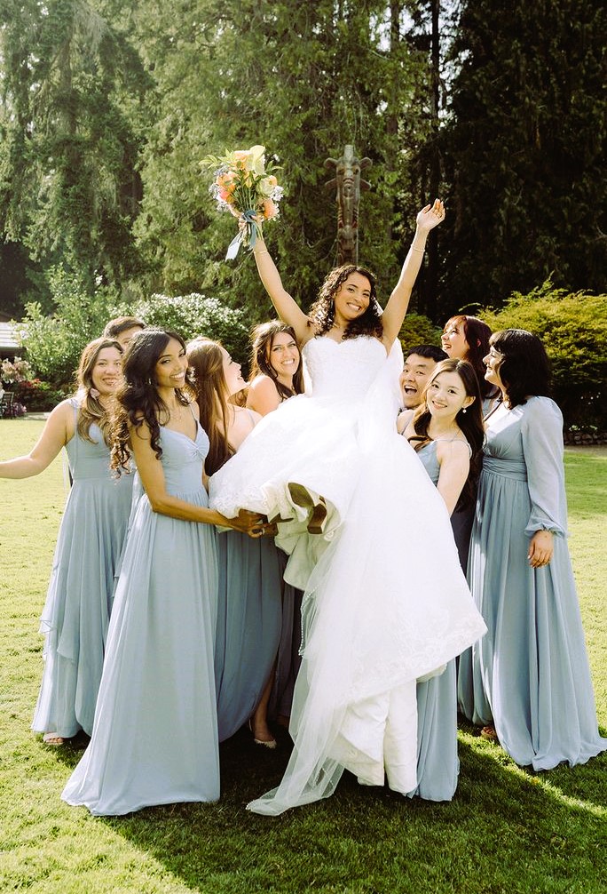 Jumping with bride