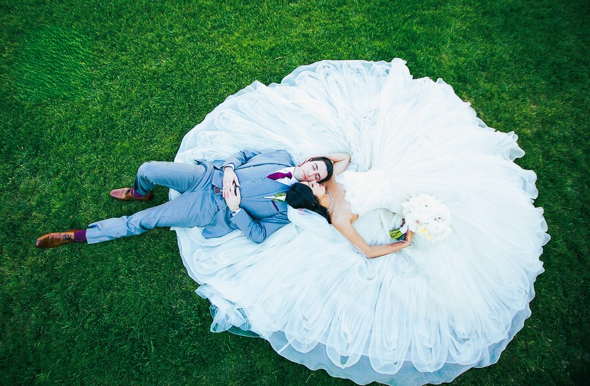 Lying in grass