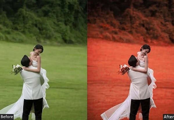 Comparison of original and edited images showcasing Tokyo-inspired Lightroom presets for vibrant and warm tones.
