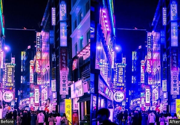 Night view of Tokyo streets illuminated with colorful neon signs and bustling crowds, showcasing the vibrant urban nightlife of Japan.