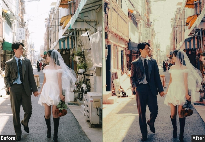 Red Blue Moody Wedding Korean