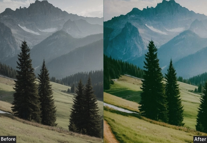 Matte Filmy Green Landscape