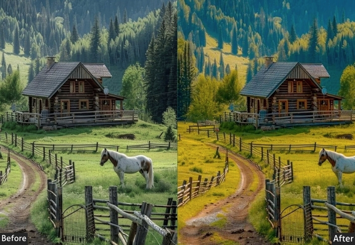Orange Teal Landscape