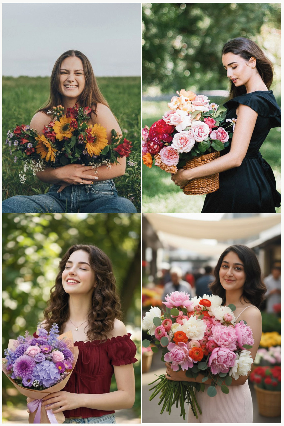 Holding a Bouquet of Flowers