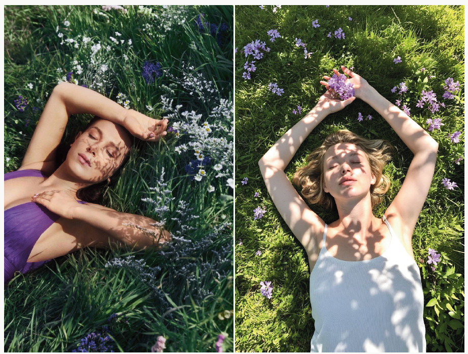 Lying on Grass, Overhead Shot
