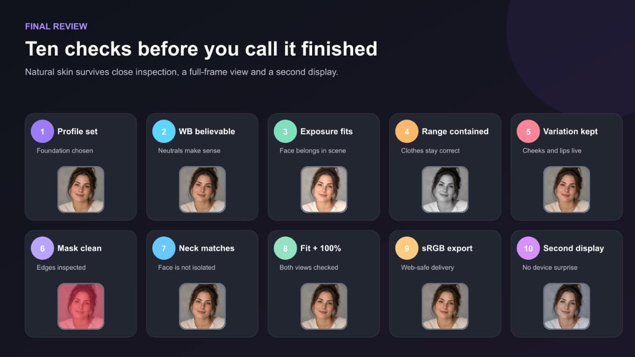 Final natural-skin-tone checklist